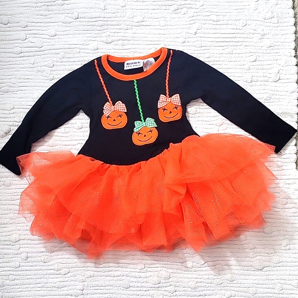Blueberi Boulevard 18M girls Halloween dress,  Black and Orange